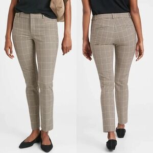 Banana Republic Womens Modern‎ Sloan Skinny Pants Size 10P Tan Herringbone Plaid